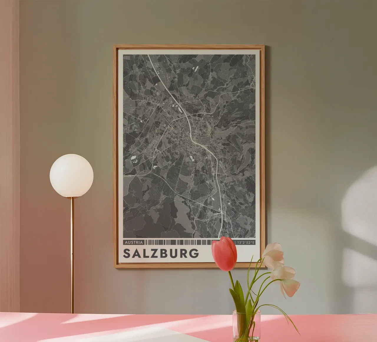 Murale di Salisburgo alluminio dibond da CityMapPoster