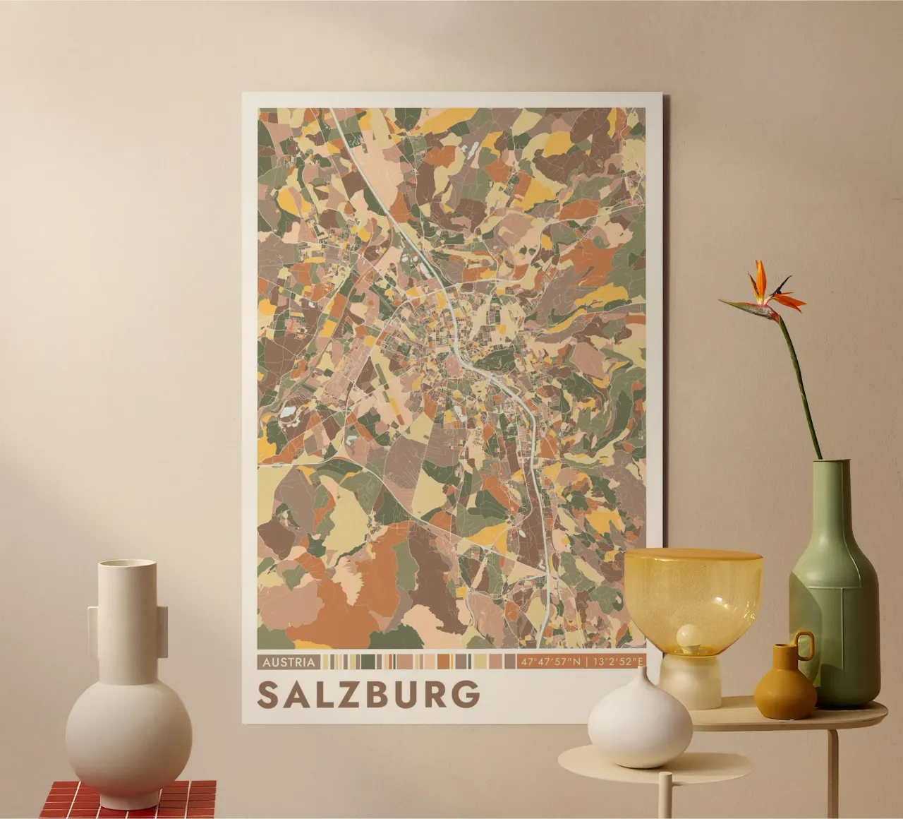 Città di Salisburgo alluminio dibond da CityMapPoster
