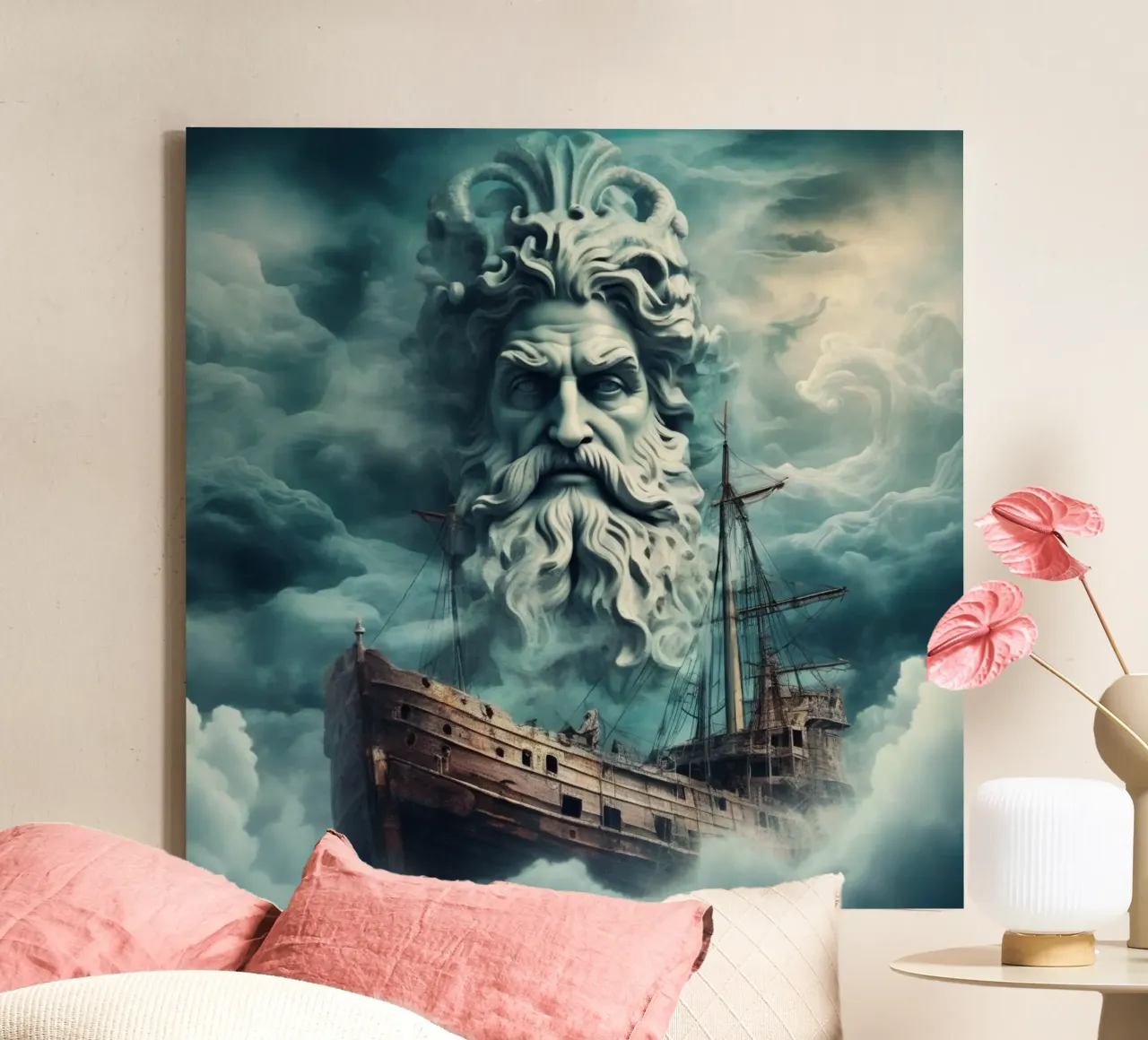 Poseidon canvas met Baklijst van CASTILO