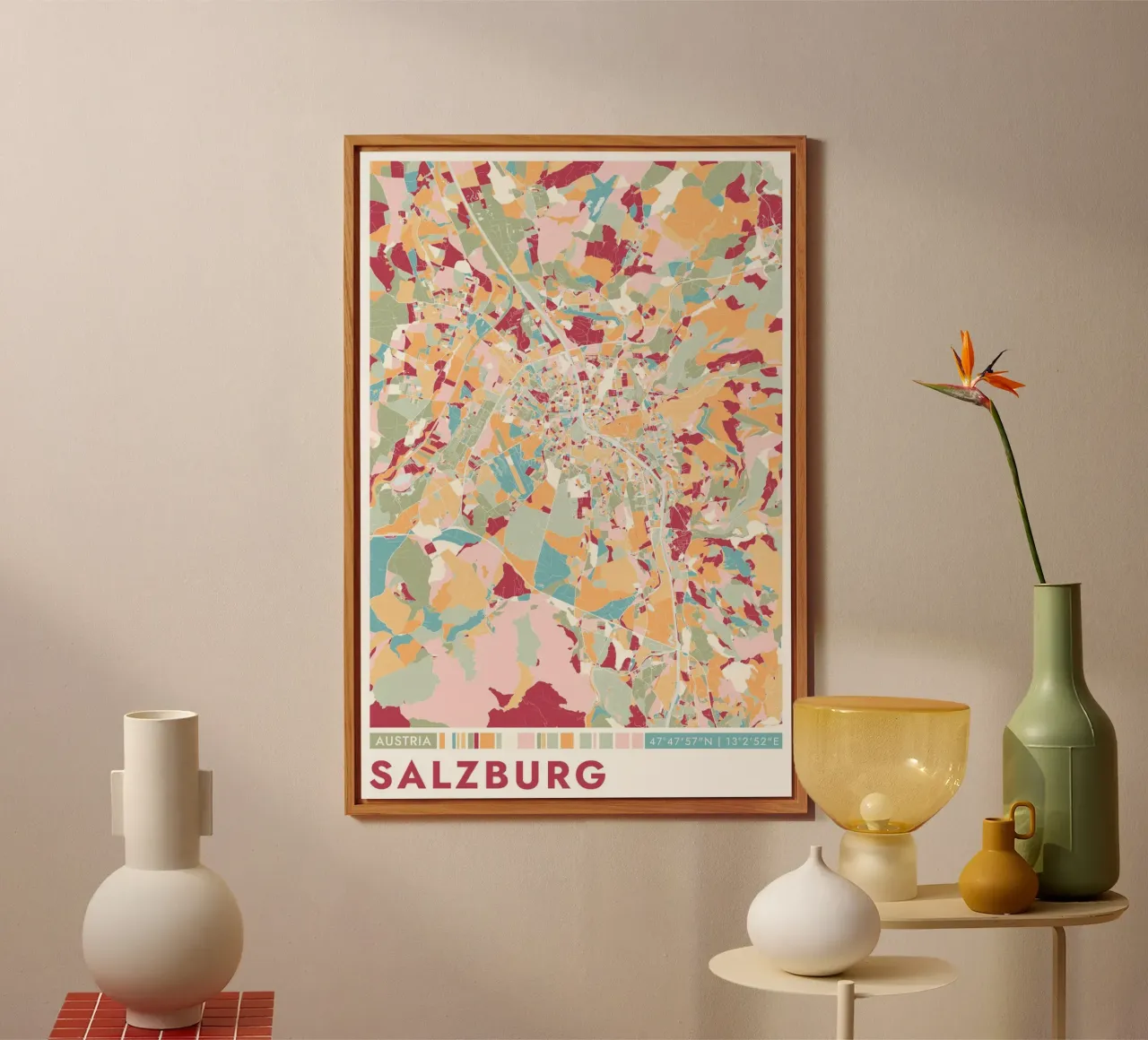 Città di Salisburgo alluminio dibond da CityMapPoster