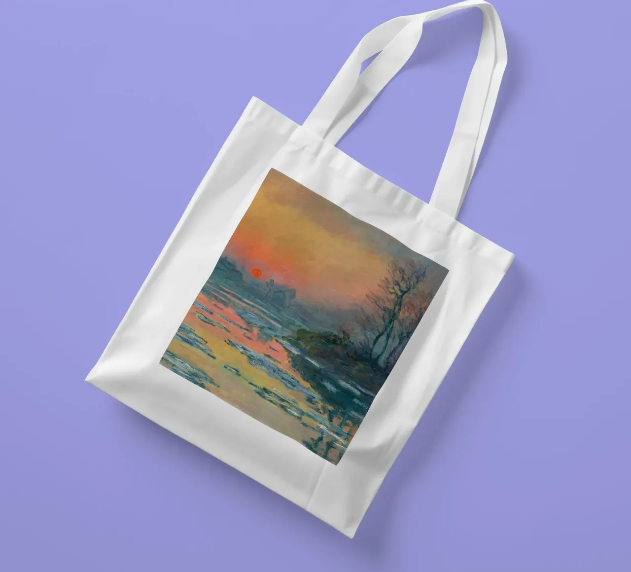 Sunset on the Seine in Winter - Claude Monet borsa in juta da apoloprints