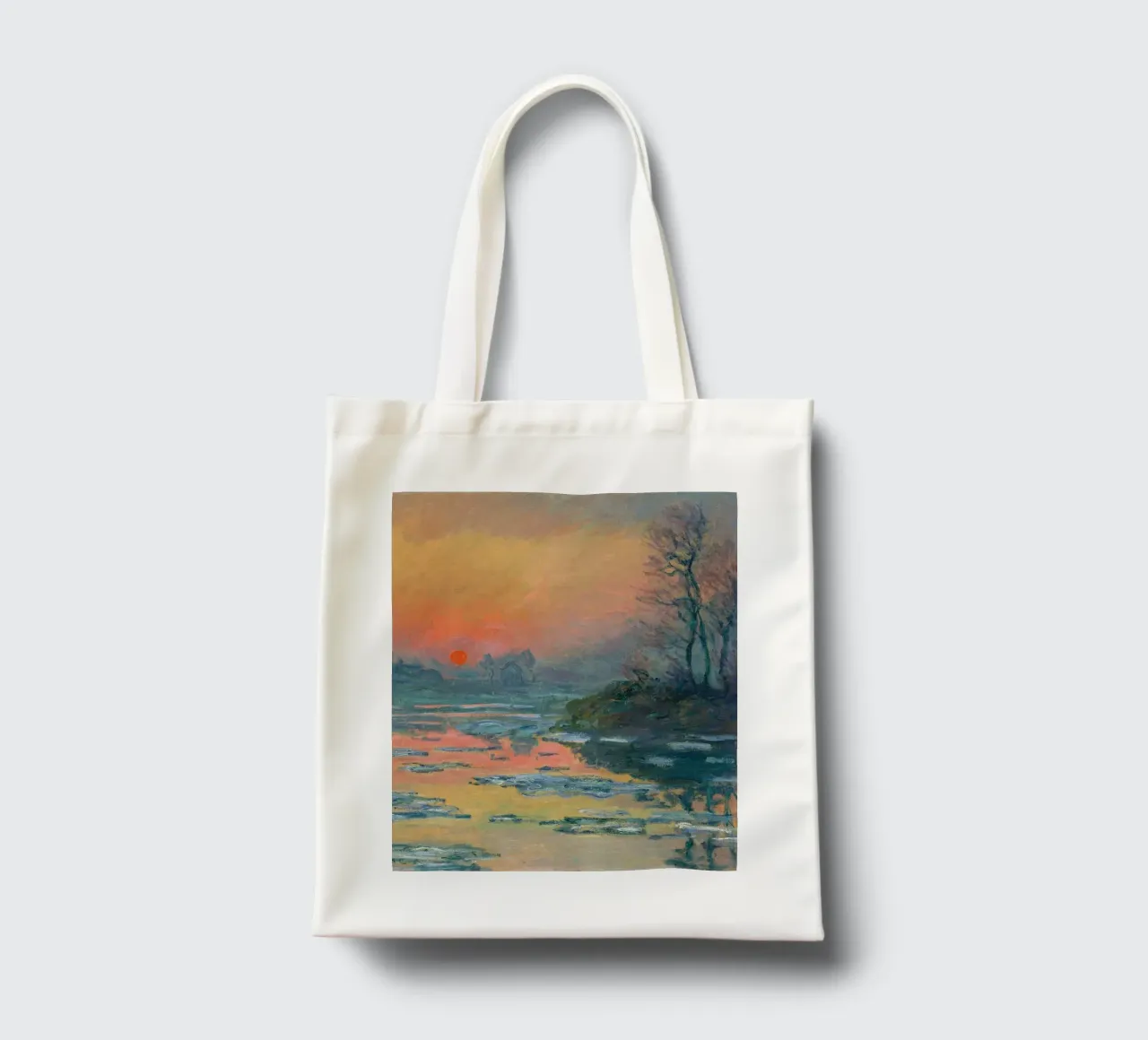 Sunset on the Seine in Winter - Claude Monet borsa in juta da apoloprints
