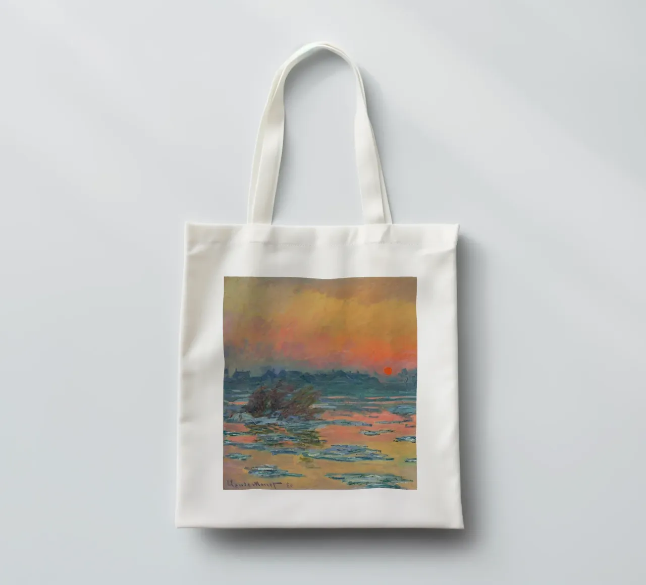 Sunset on the Seine in Winter - Claude Monet borsa in juta da apoloprints