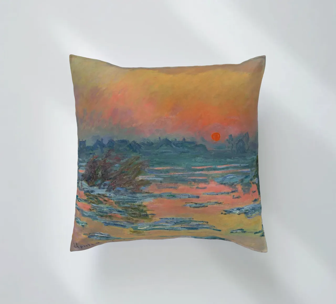 Sunset on the Seine in Winter - Claude Monet cuscino da apoloprints