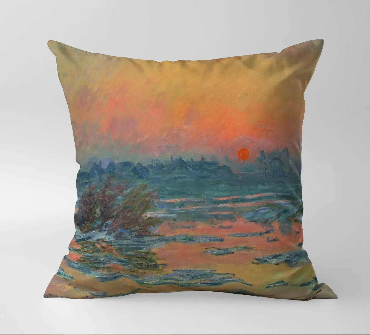 Sunset on the Seine in Winter - Claude Monet cuscino da apoloprints