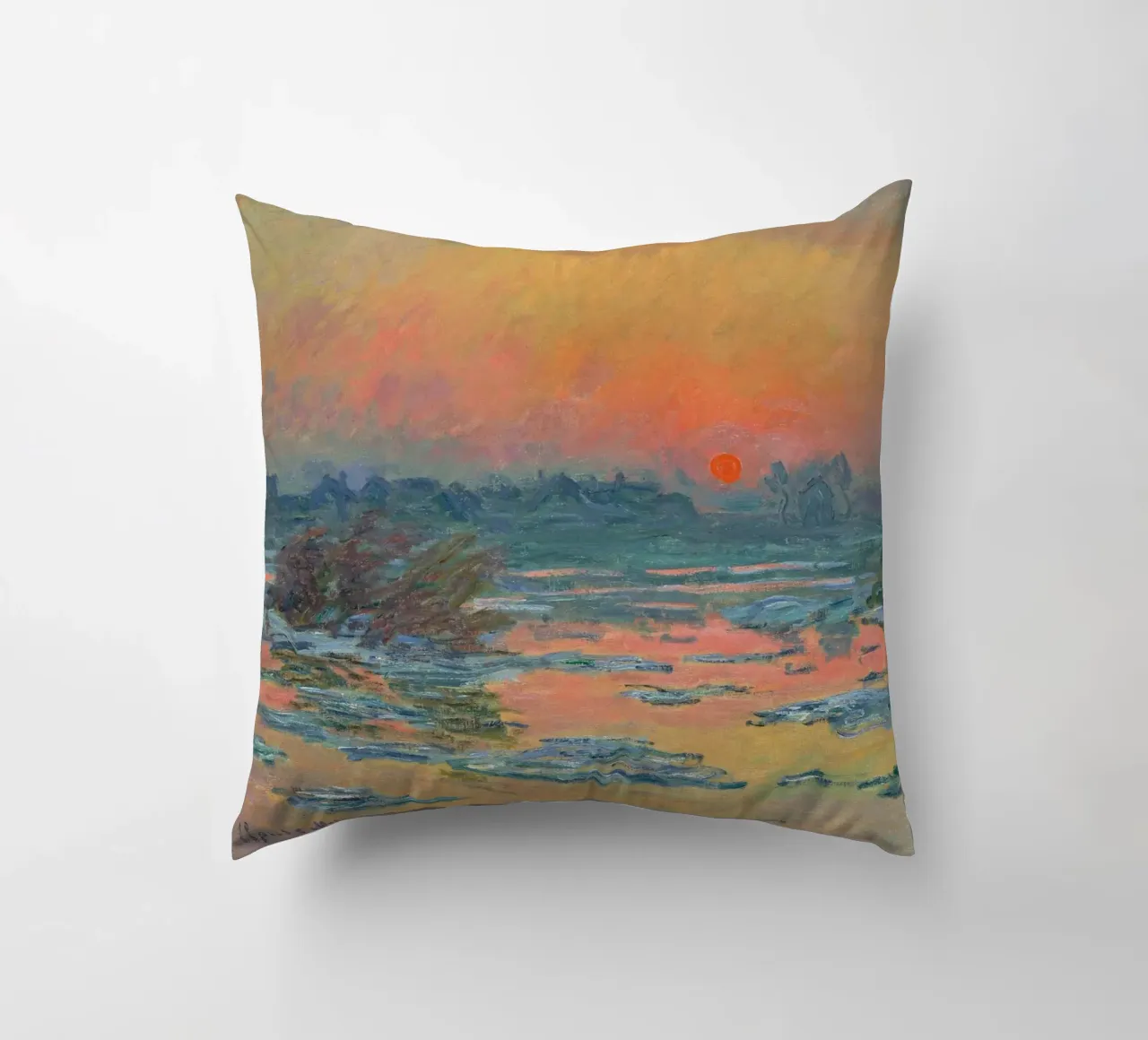 Sunset on the Seine in Winter - Claude Monet cuscino da apoloprints