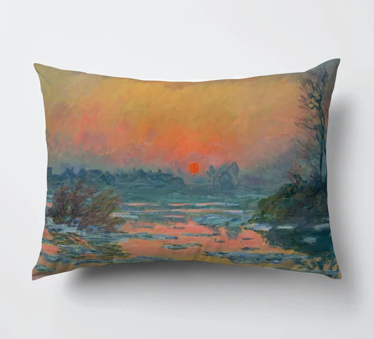 Sunset on the Seine in Winter - Claude Monet cuscino da apoloprints