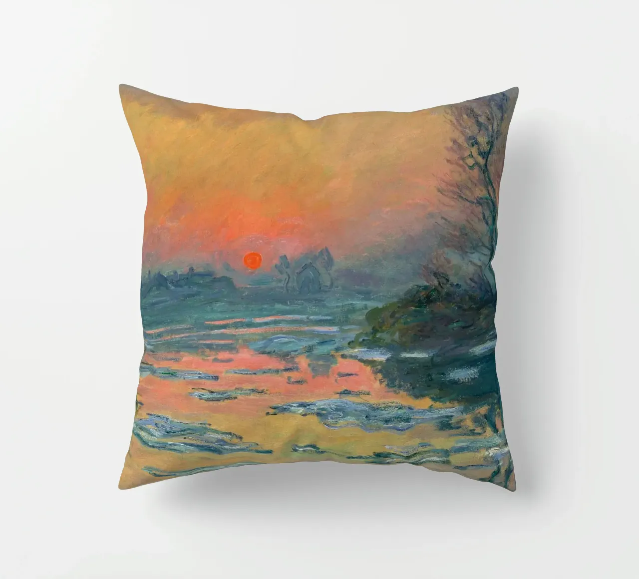 Sunset on the Seine in Winter - Claude Monet cuscino da apoloprints