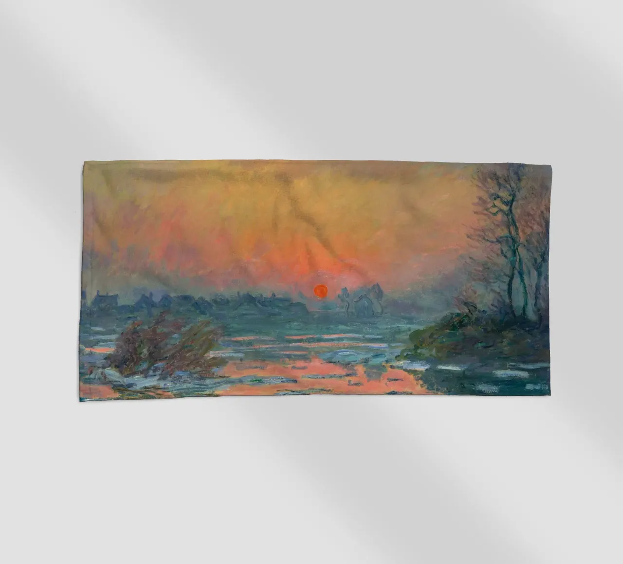 Sunset on the Seine in Winter - Claude Monet telo mare da apoloprints