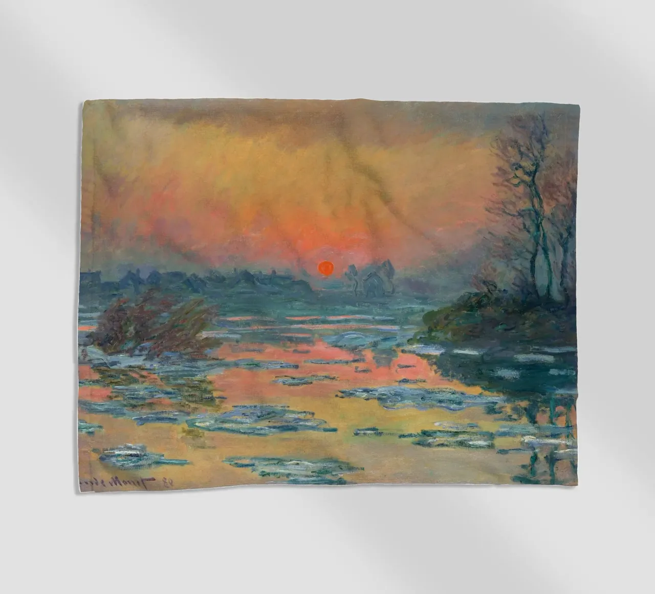 Sunset on the Seine in Winter - Claude Monet telo mare da apoloprints