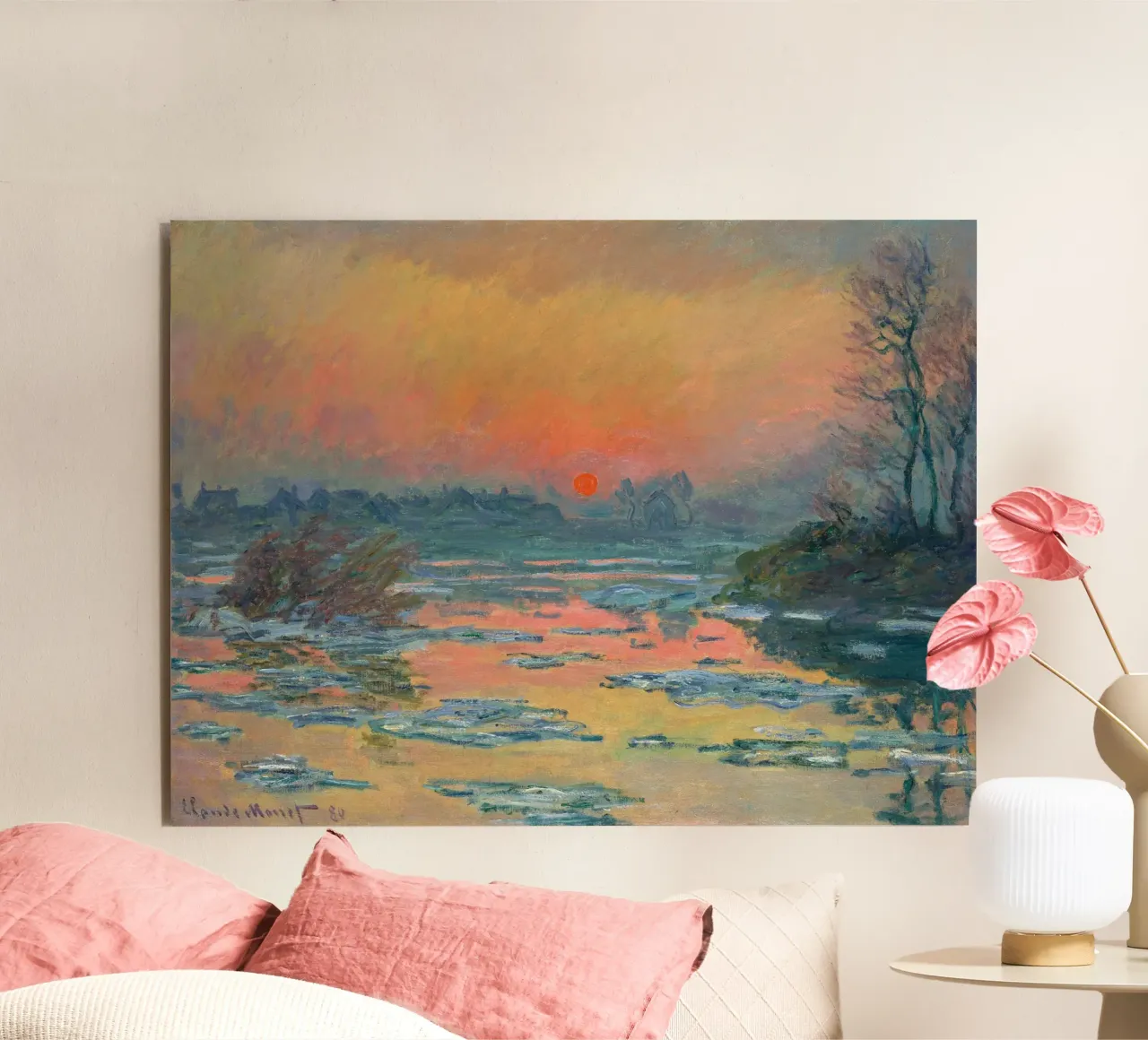 Sunset on the Seine in Winter - Claude Monet alluminio dibond da apoloprints