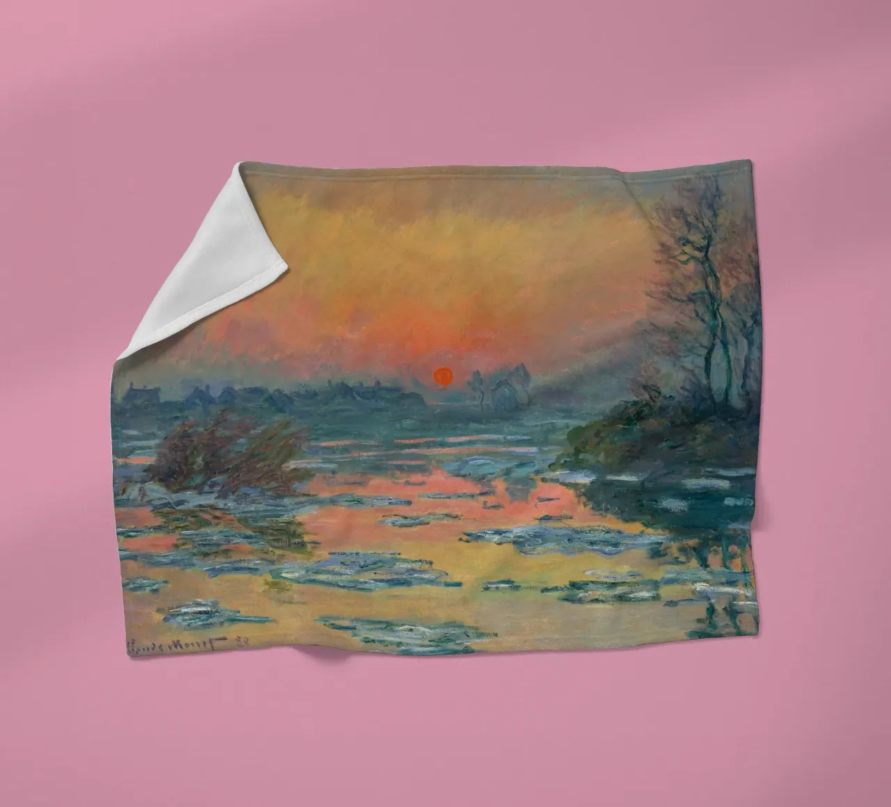Sunset on the Seine in Winter - Claude Monet coperta in pile da apoloprints
