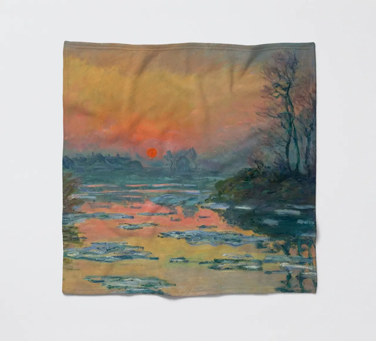 Sunset on the Seine in Winter - Claude Monet coperta in pile da apoloprints