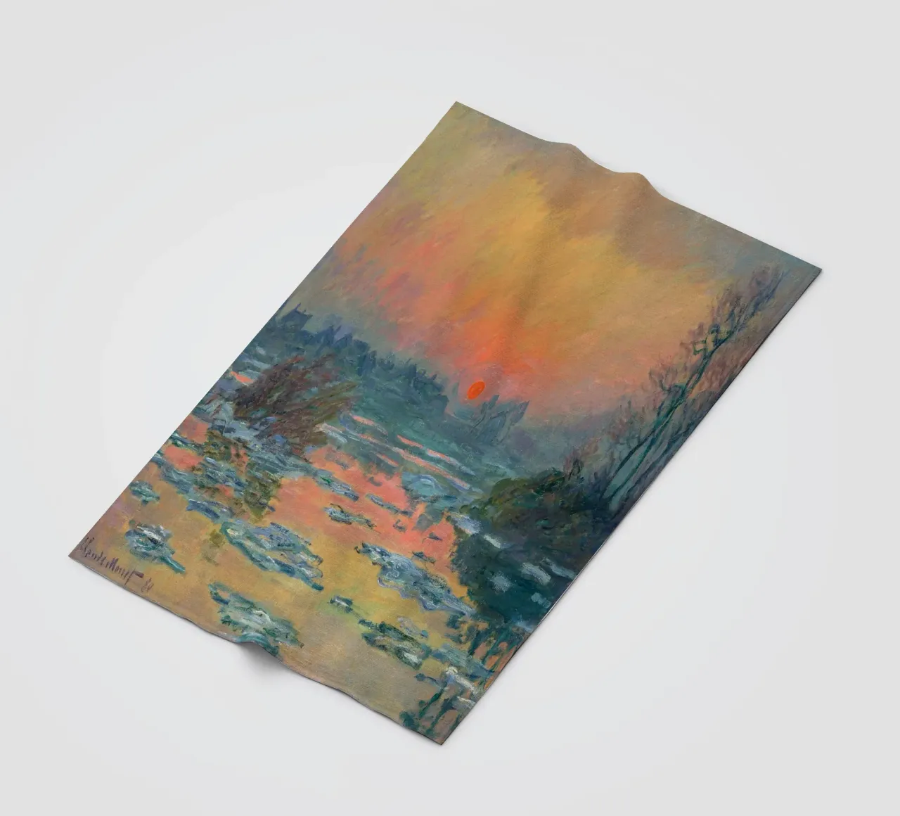 Sunset on the Seine in Winter - Claude Monet coperta in pile da apoloprints