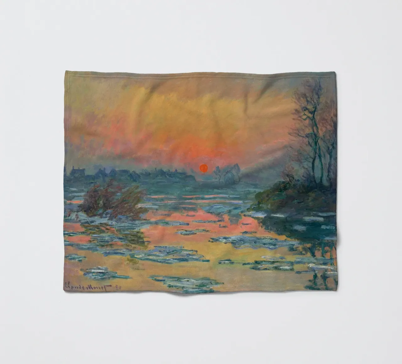 Sunset on the Seine in Winter - Claude Monet coperta in pile da apoloprints