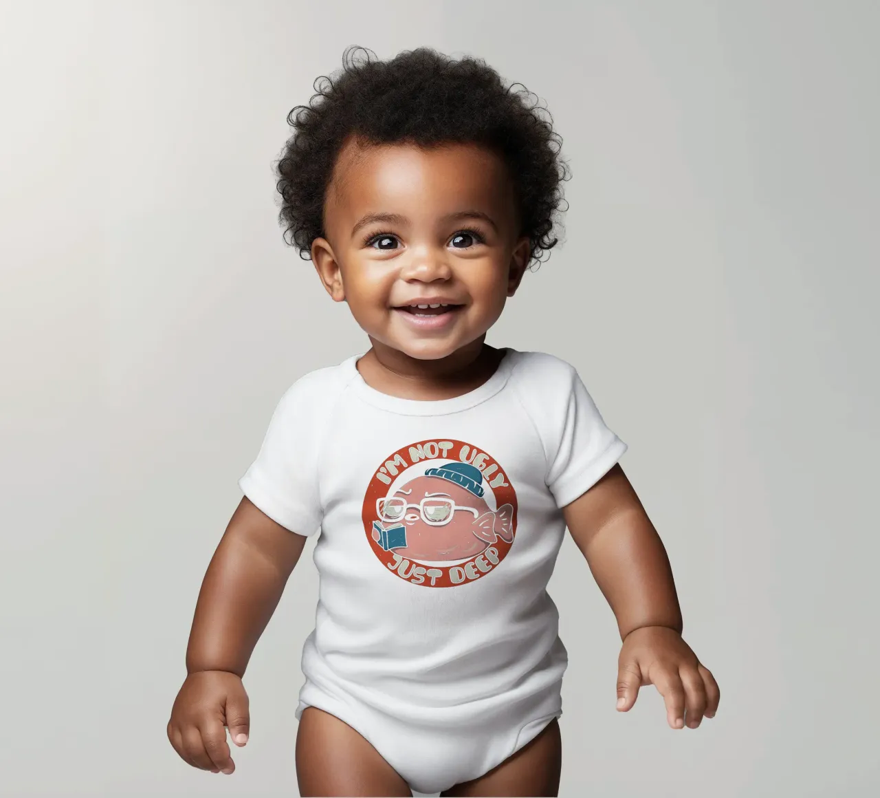 I'm not Ugly just Deep short-sleeve baby romper by Loobs