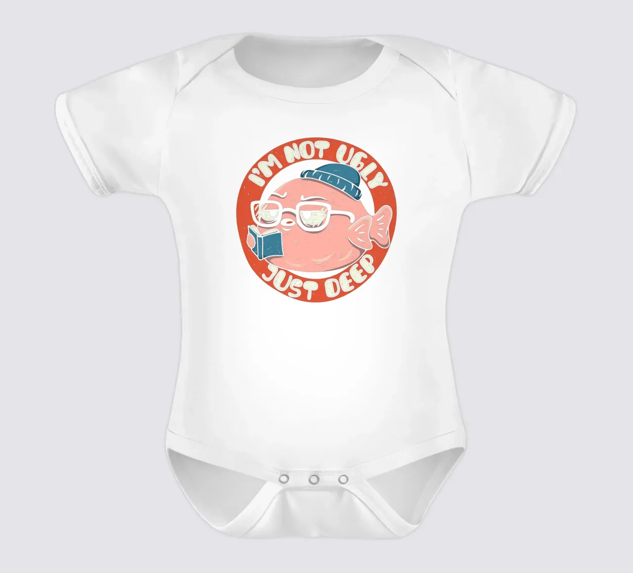 I'm not Ugly just Deep short-sleeve baby romper by Loobs