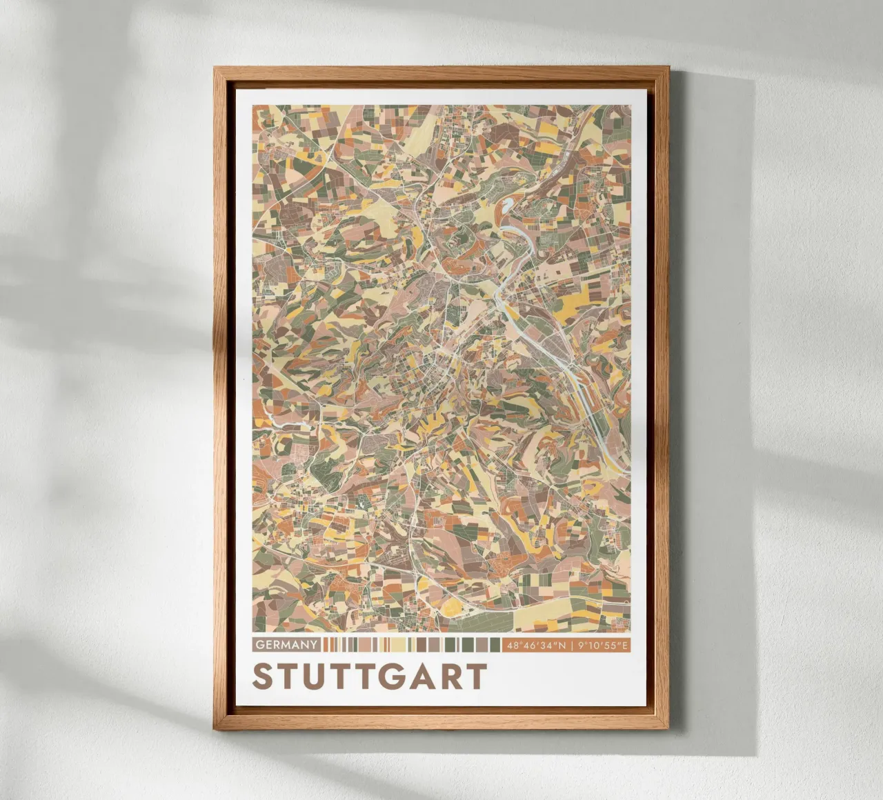 Stoccarda Città alluminio dibond da CityMapPoster