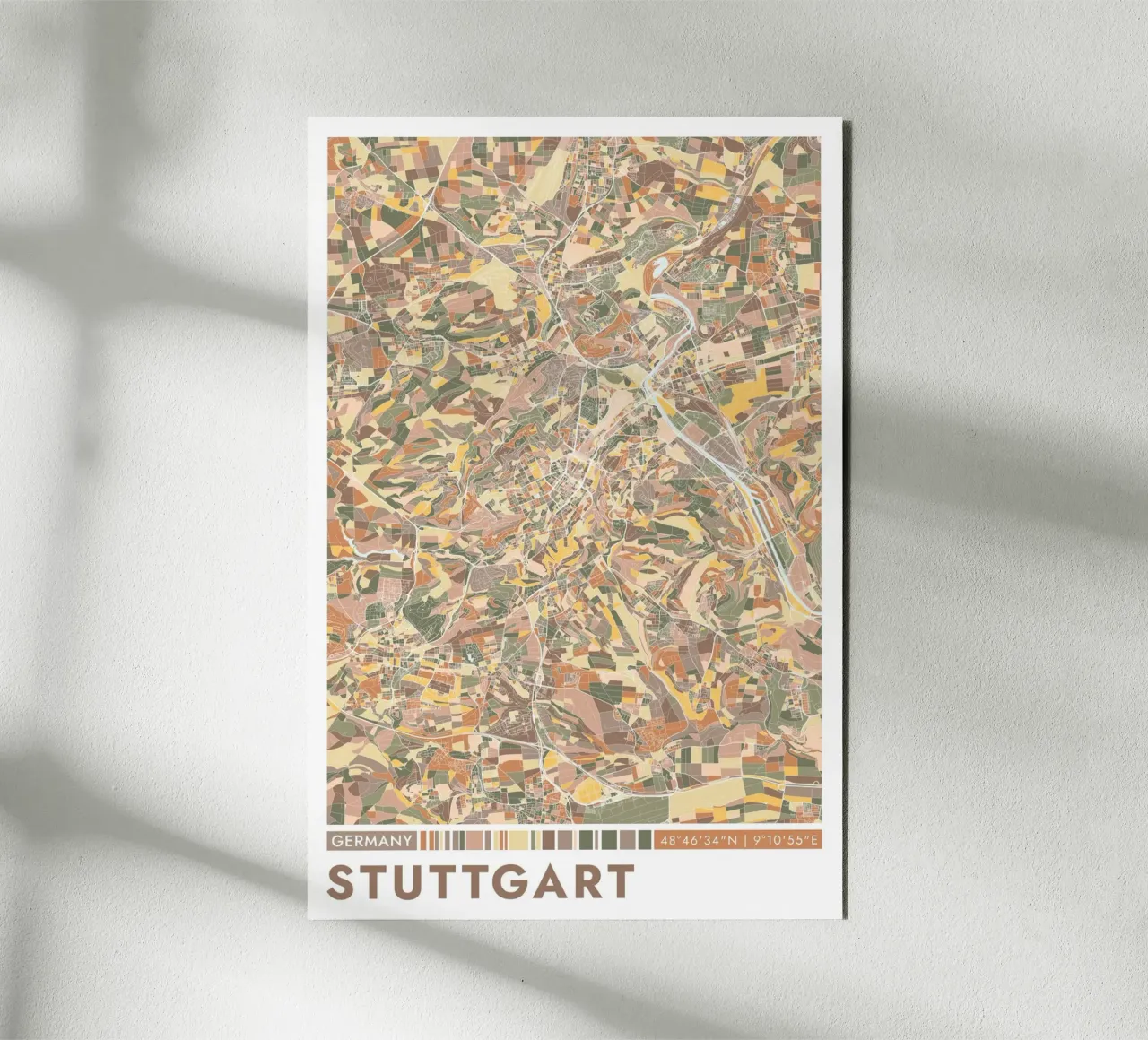 Stoccarda Città alluminio dibond da CityMapPoster