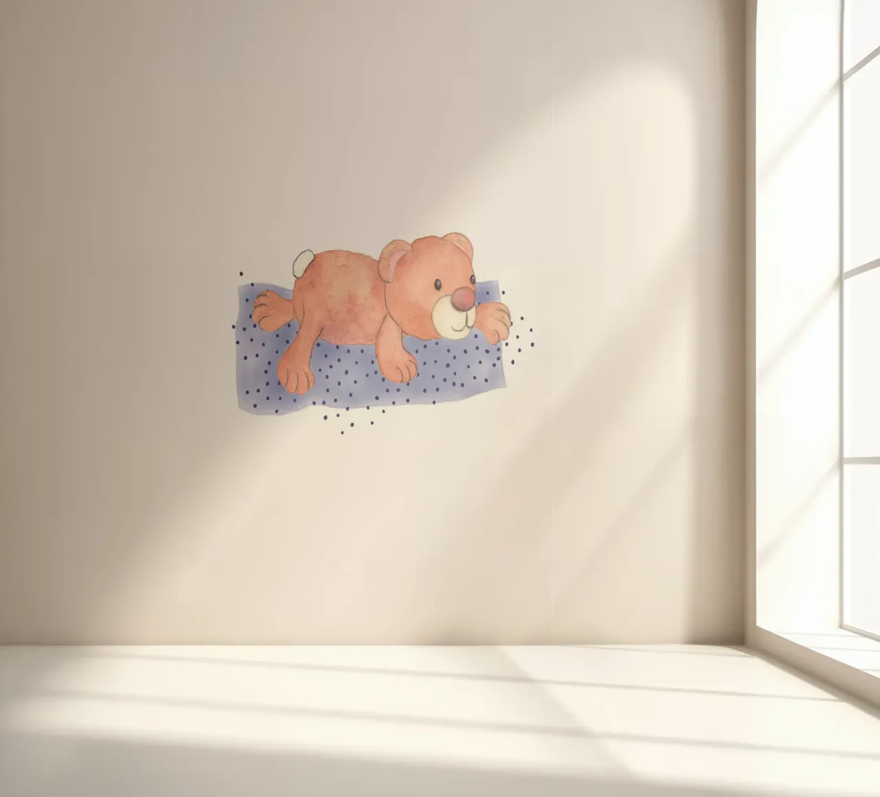 Cuddly bear lying on blanket photo wallpaper by Farbwelten