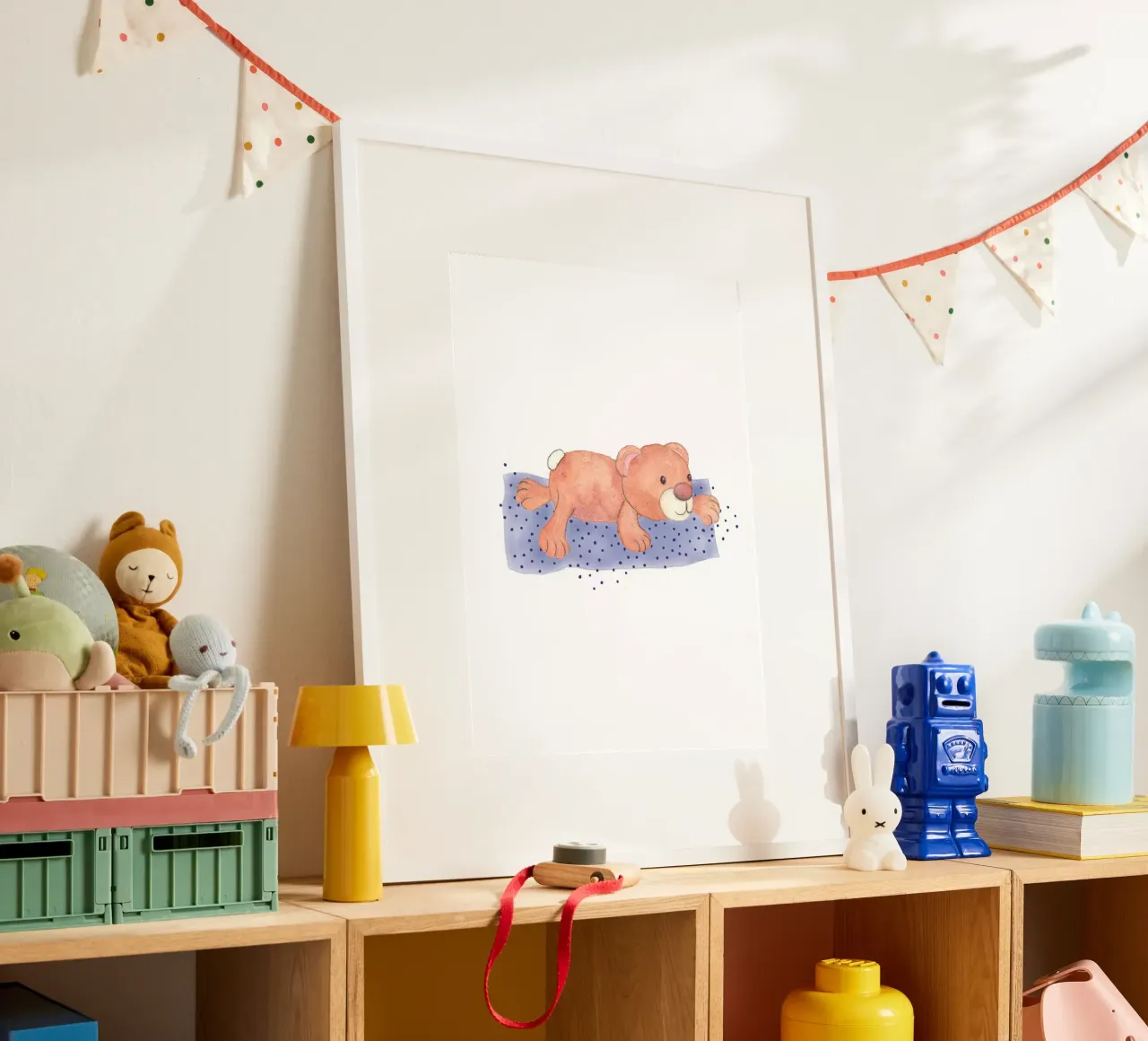 Kuschelbär liegend auf Decke Hahnemühle von Farbwelten