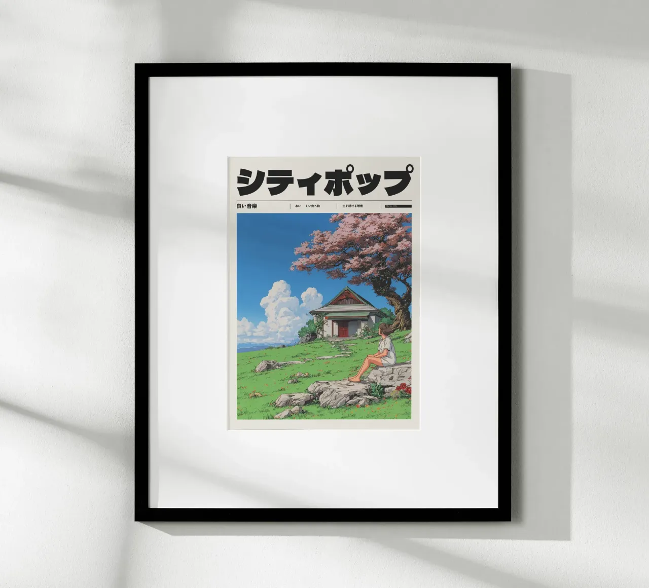 Ragazza Anime Lo-fi giapponese in fiore di ciliegio carta hahnemühle da Bakara