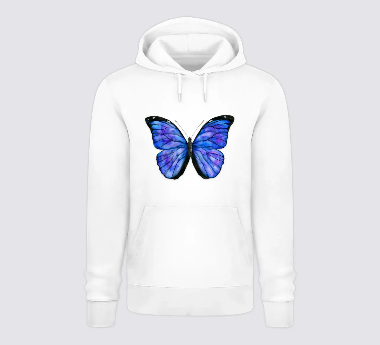 Farfalla Morpho menelaus acquerello felpa con cappuccio da BwiseLizzy