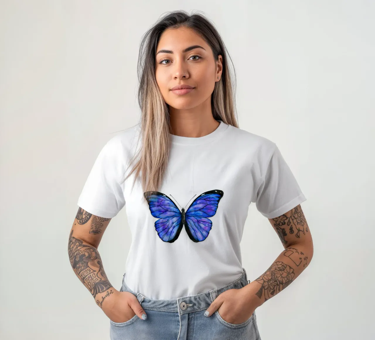 Farfalla Morpho menelaus acquerello t-shirt da BwiseLizzy