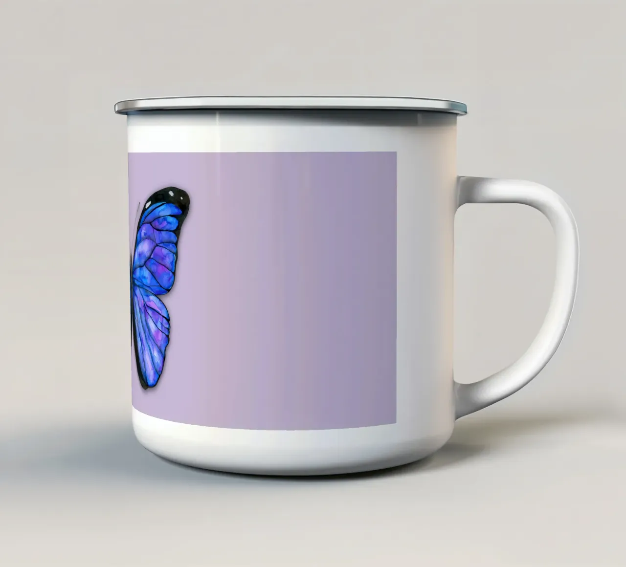 Farfalla Morpho menelaus acquerello tazza in smalto da BwiseLizzy