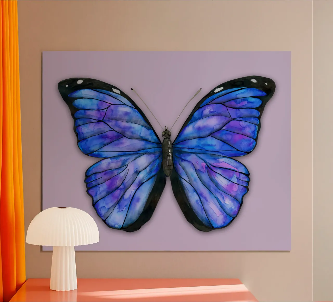 Farfalla Morpho menelaus acquerello poster con telaio in alluminio da BwiseLizzy