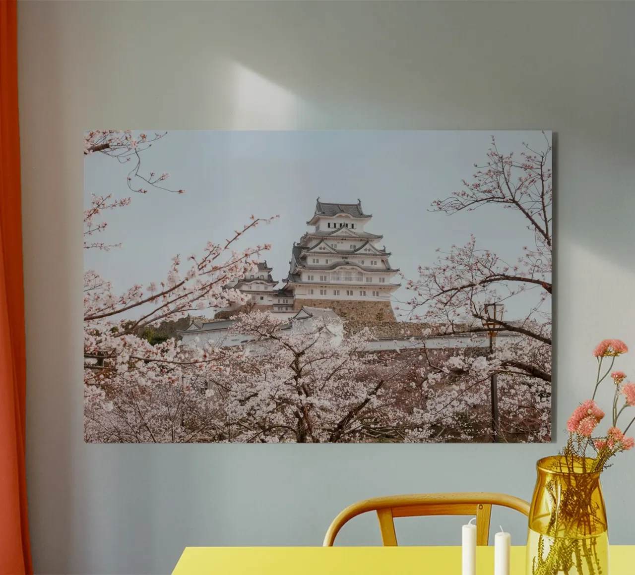 I ciliegi in fiore del castello di Himeji, Giappone alluminio dibond da Marcel Bisig