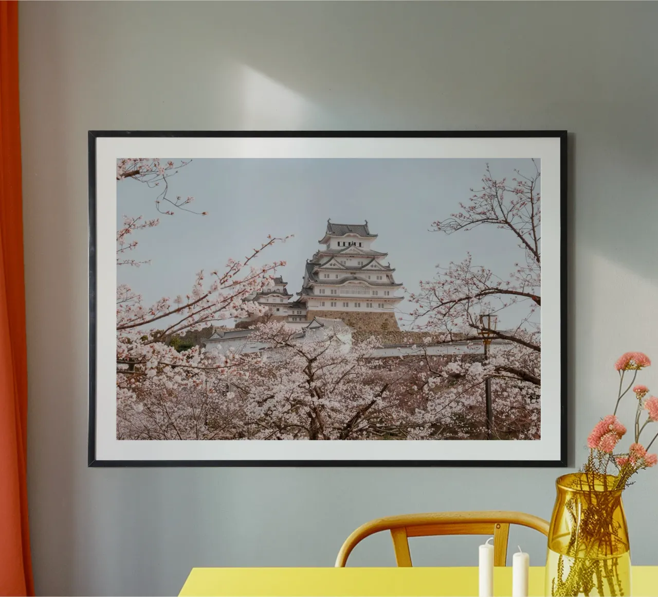 I ciliegi in fiore del castello di Himeji, Giappone carta hahnemühle da Marcel Bisig