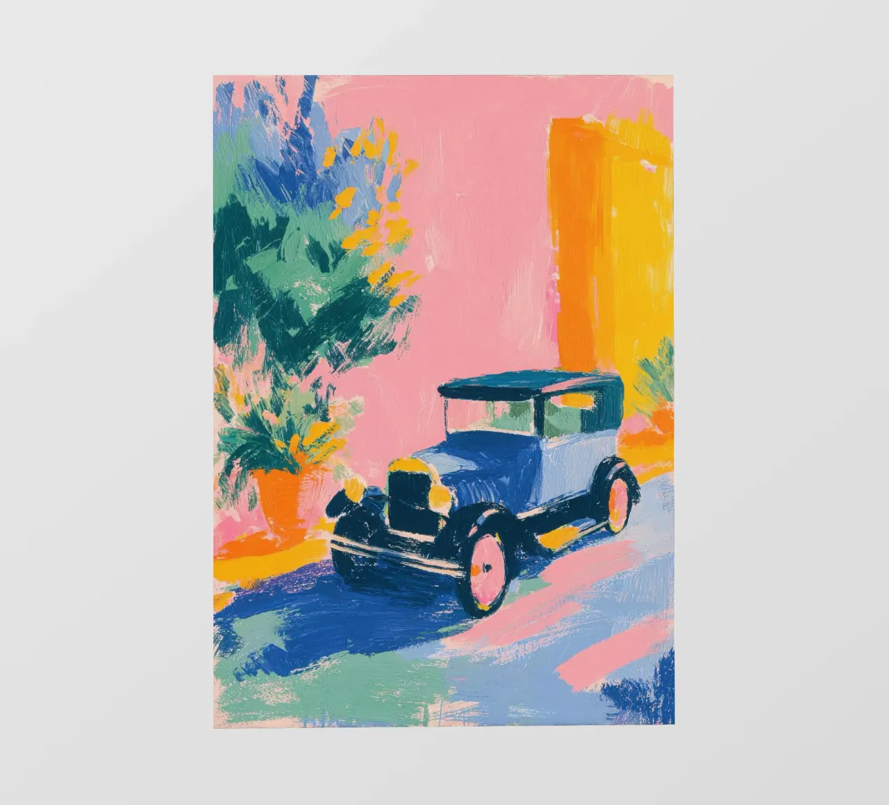 Auto d'epoca in colori pastello telo in pvc da Nikis Art Studio