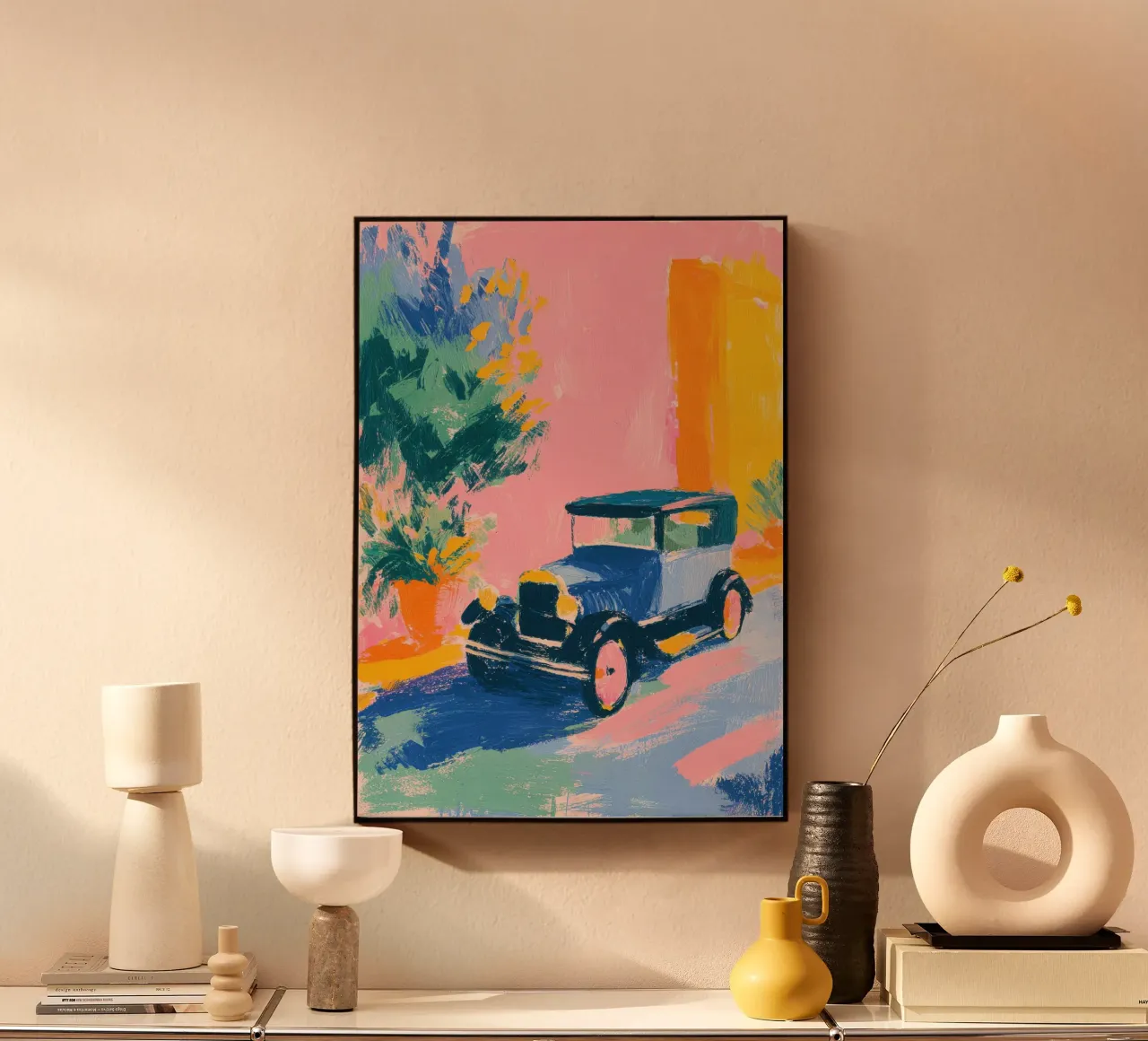 Auto d'epoca in colori pastello plexiglass da Nikis Art Studio