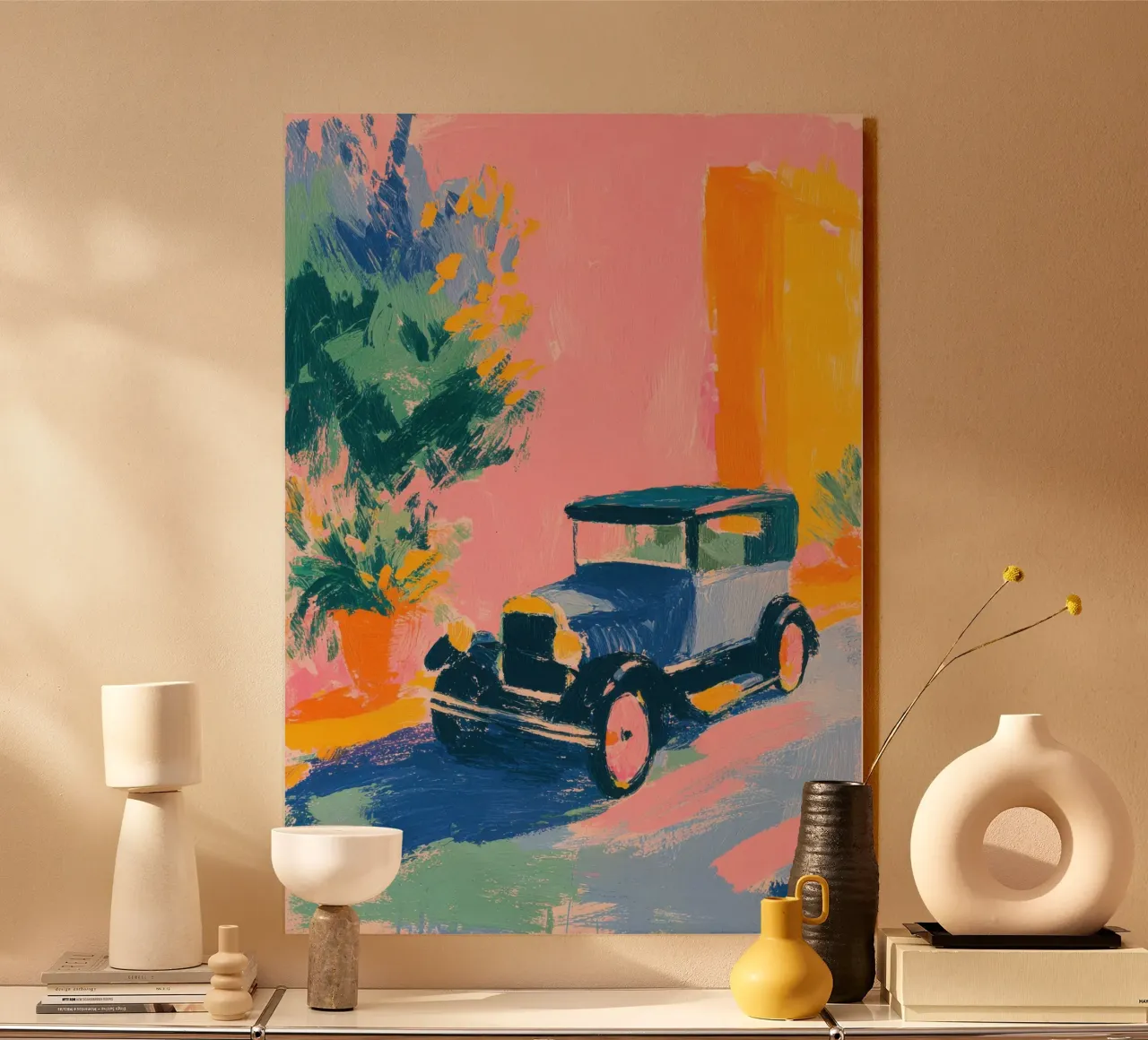 Auto d'epoca in colori pastello plexiglass da Nikis Art Studio