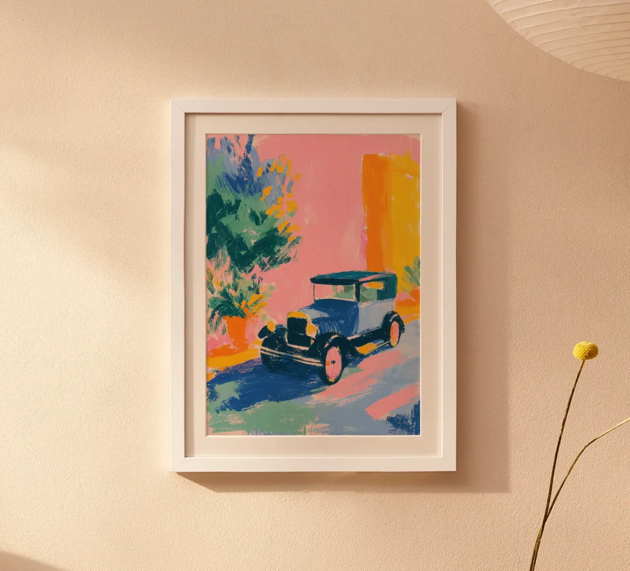 Auto d'epoca in colori pastello carta hahnemühle da Nikis Art Studio