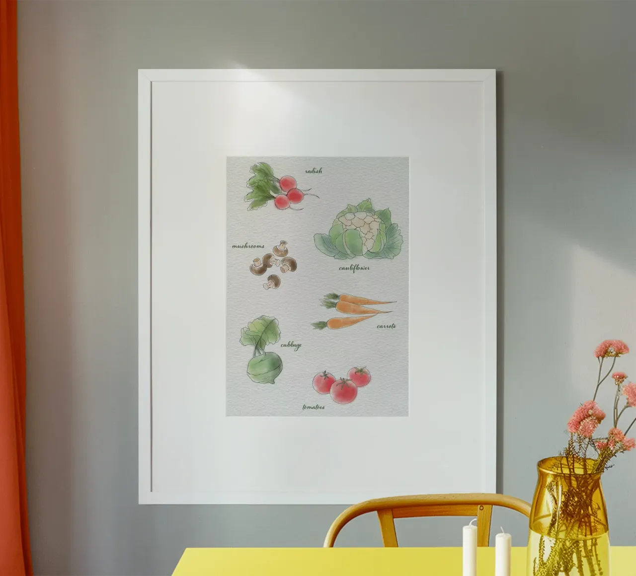 Varietà vegetali disegnate poster con telaio in plastica da Farbwelten