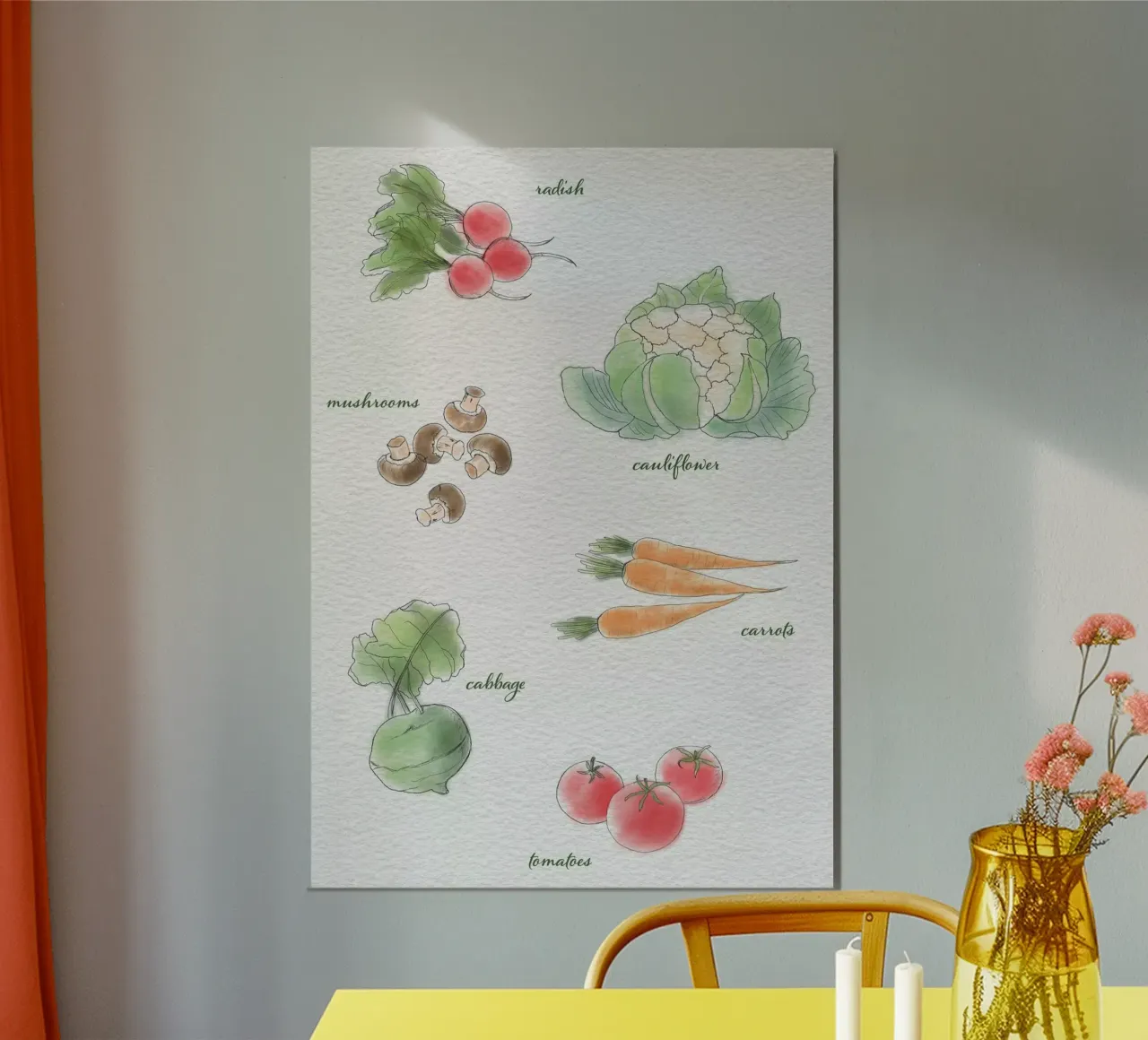 Varietà vegetali disegnate poster con telaio in plastica da Farbwelten