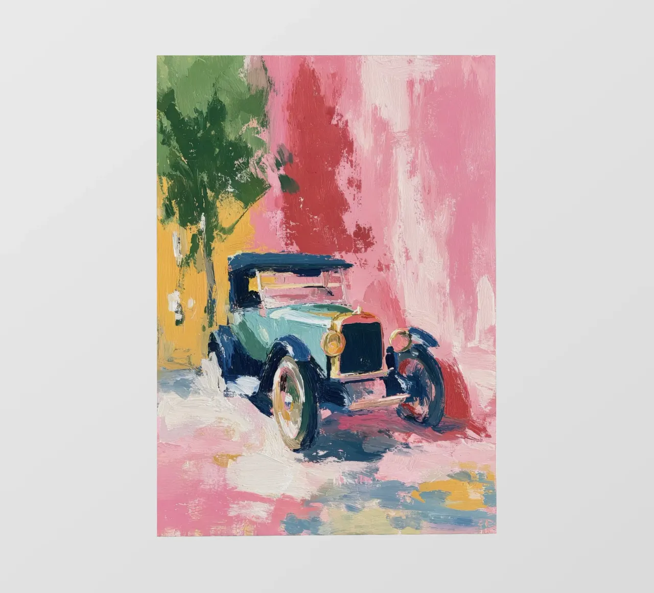 Auto d'epoca in colori pastello telo in pvc da Nikis Art Studio