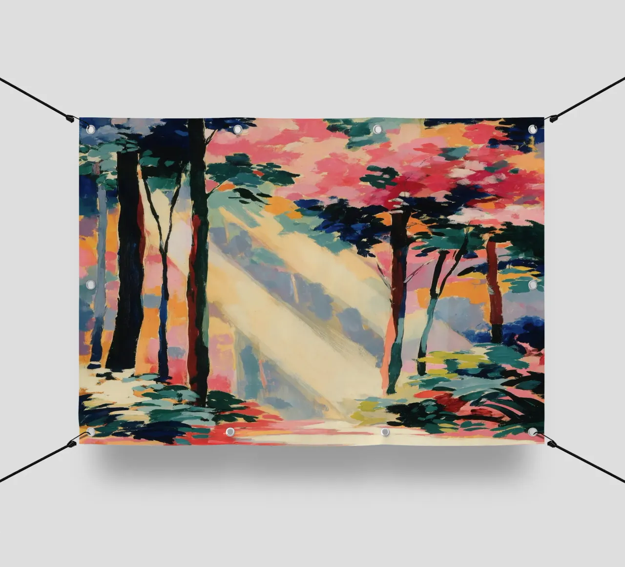 Foresta in colori pastello telo in pvc da ArtByNiki