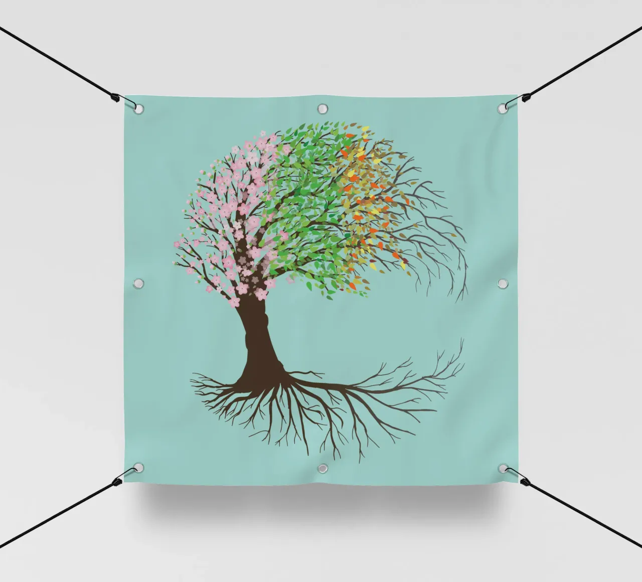 Vier Jahreszeiten Yggdrasil oder Baum des Lebens PVC Plane von BwiseLizzy