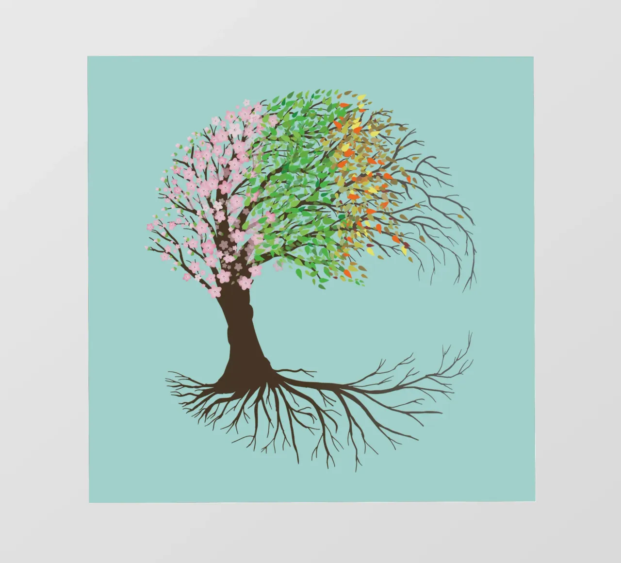 Vier Jahreszeiten Yggdrasil oder Baum des Lebens PVC Plane von BwiseLizzy