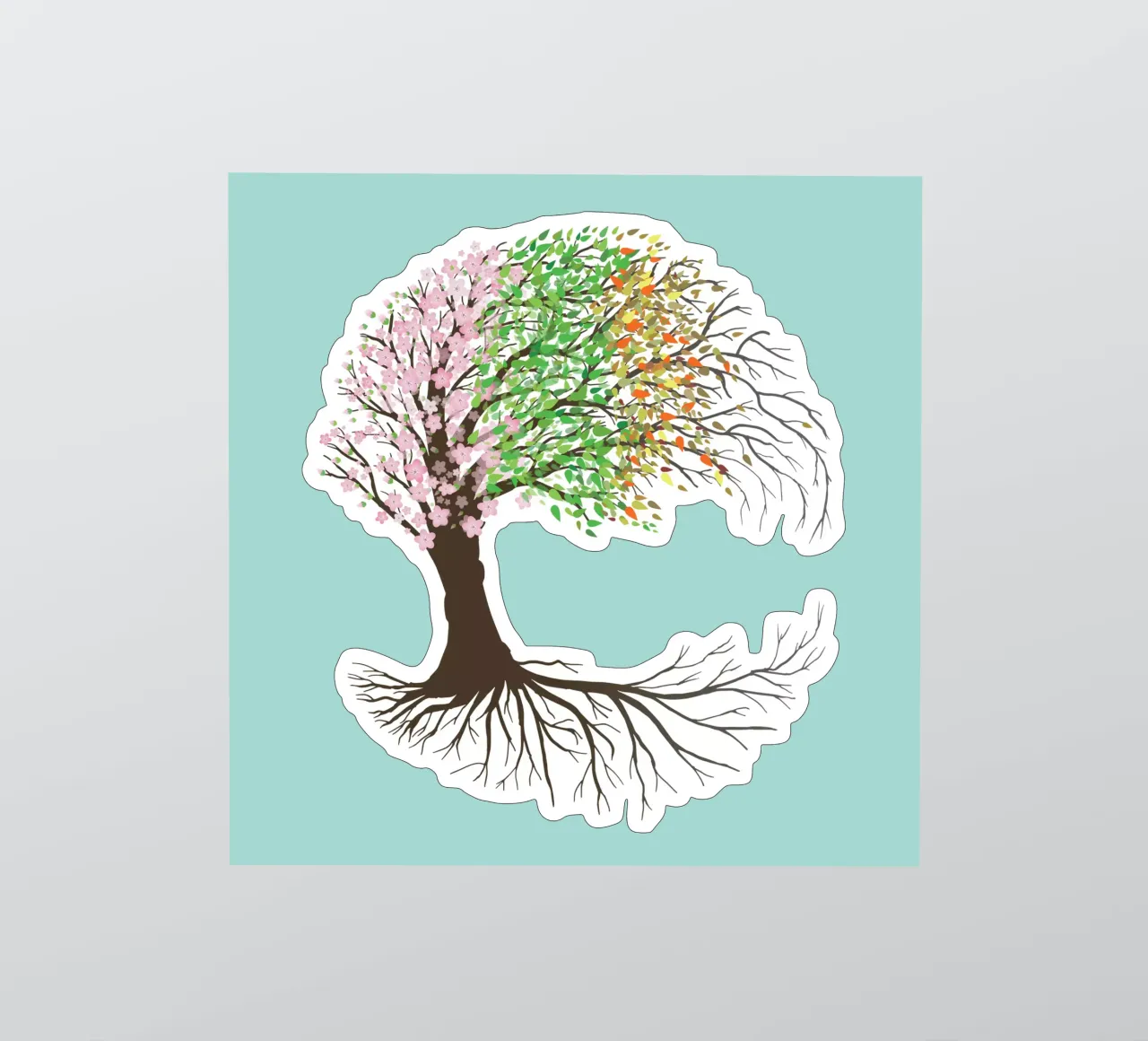 Vier Jahreszeiten Yggdrasil oder Baum des Lebens Sticker von BwiseLizzy