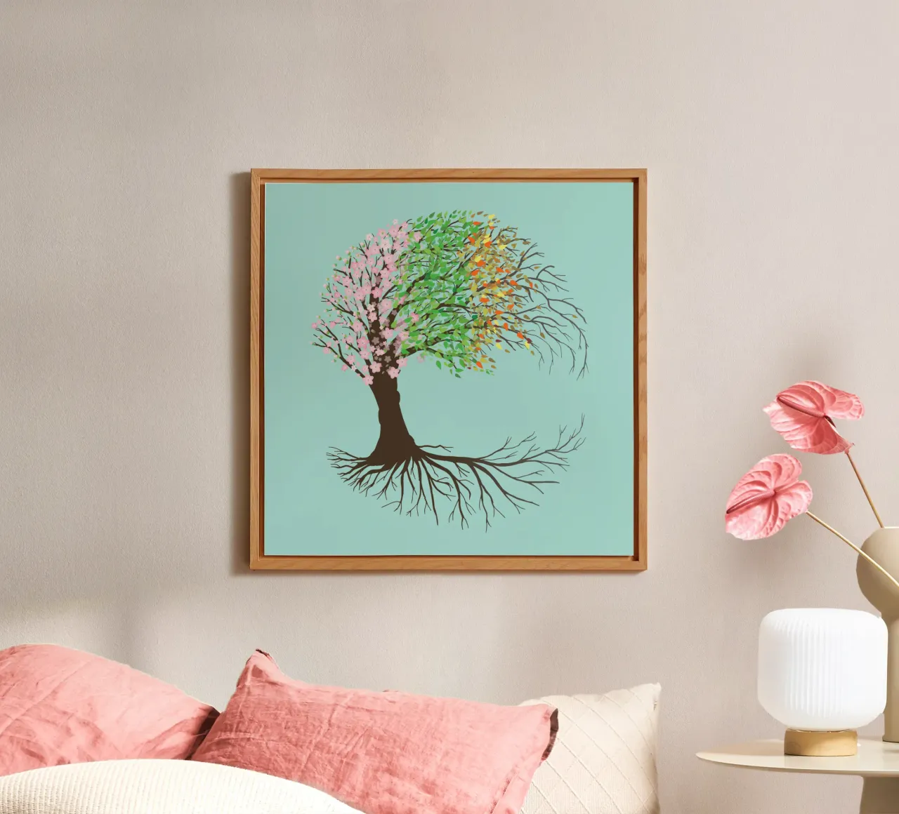 Vier Jahreszeiten Yggdrasil oder Baum des Lebens Alu-Dibond von BwiseLizzy