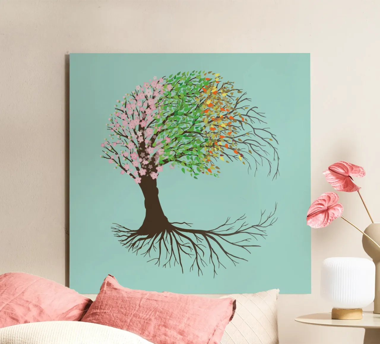 Vier Jahreszeiten Yggdrasil oder Baum des Lebens Alu-Dibond von BwiseLizzy