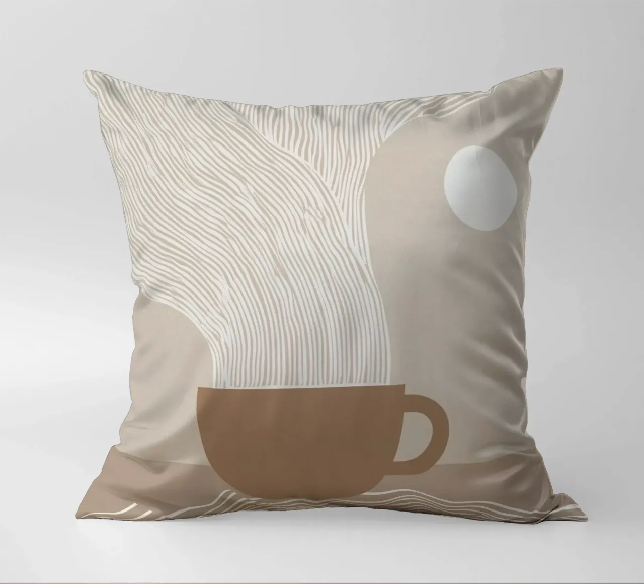 Zen latte | Line art bianca su beige cuscino da Autofocus