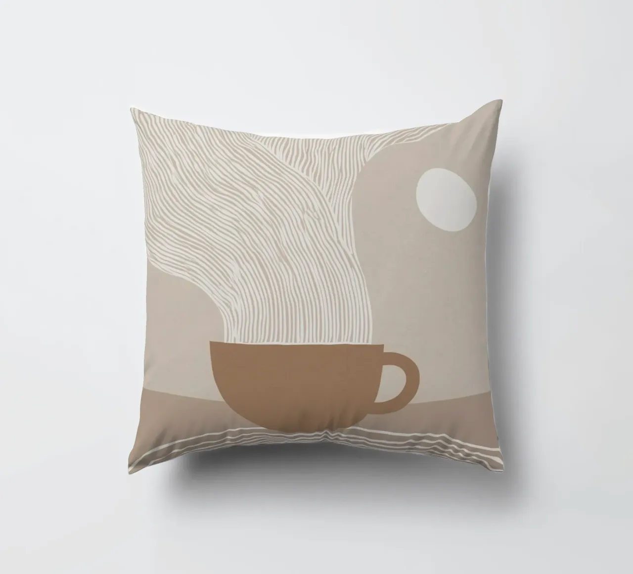 Zen latte | Line art bianca su beige cuscino da Autofocus