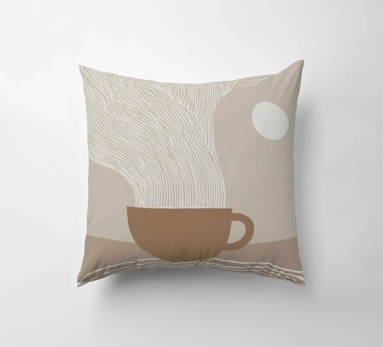 Zen latte | Line art bianca su beige cuscino da Autofocus