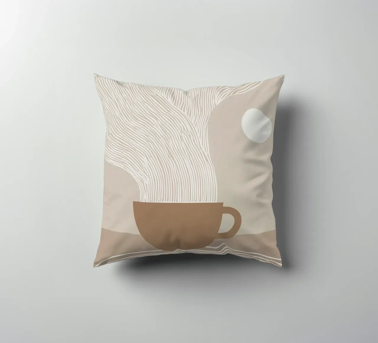 Zen latte | Line art bianca su beige cuscino da Autofocus