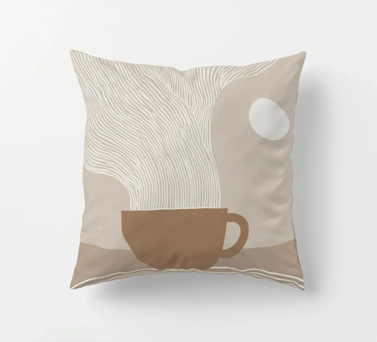 Zen latte | Line art bianca su beige cuscino da Autofocus